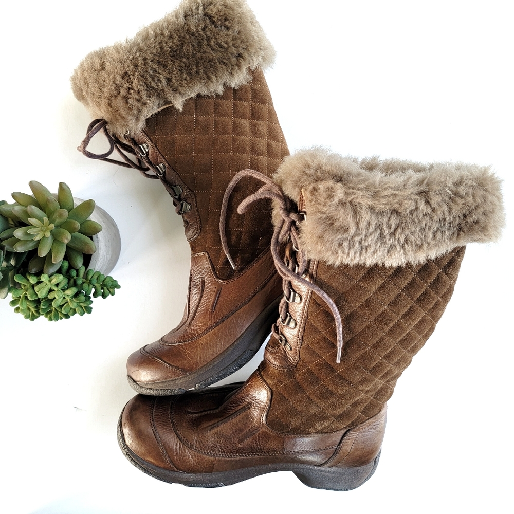 Dansko Kassidy Brown Leather Fur Lined Winter Boots size 41